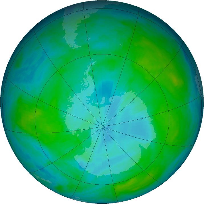 Antarctic ozone map for 01 February 1985